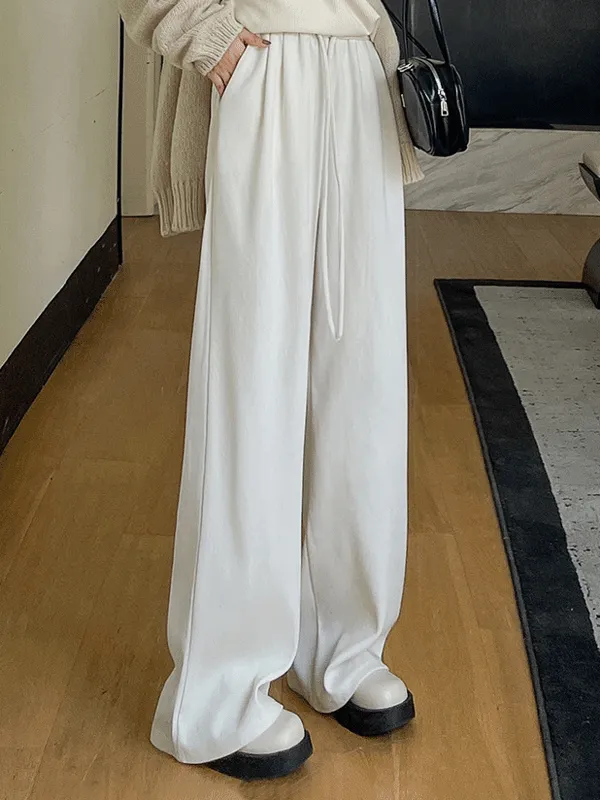 Drawstring Wide Leg Long Pants