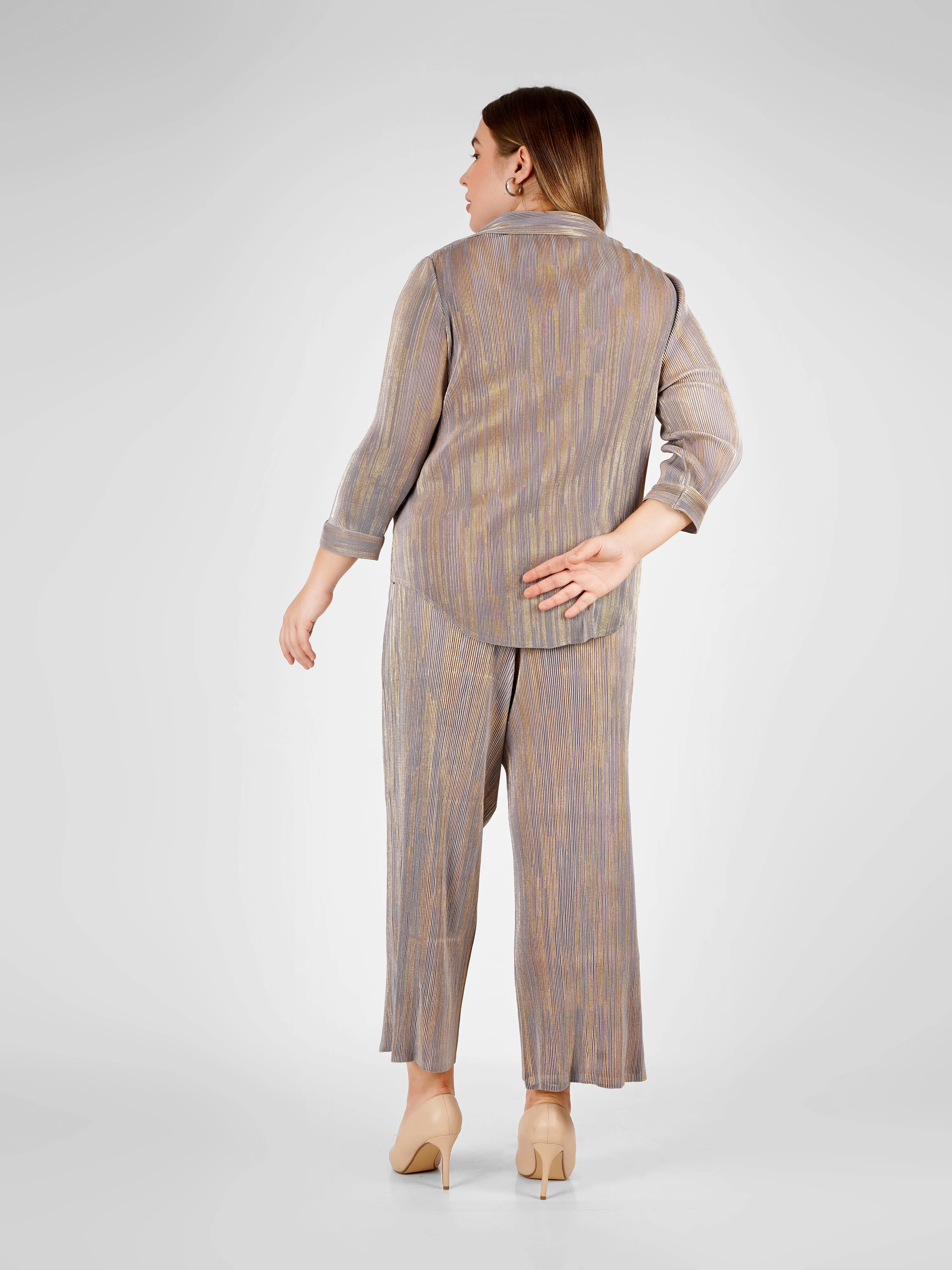 Elen Metallic Pleated Co-ord Set