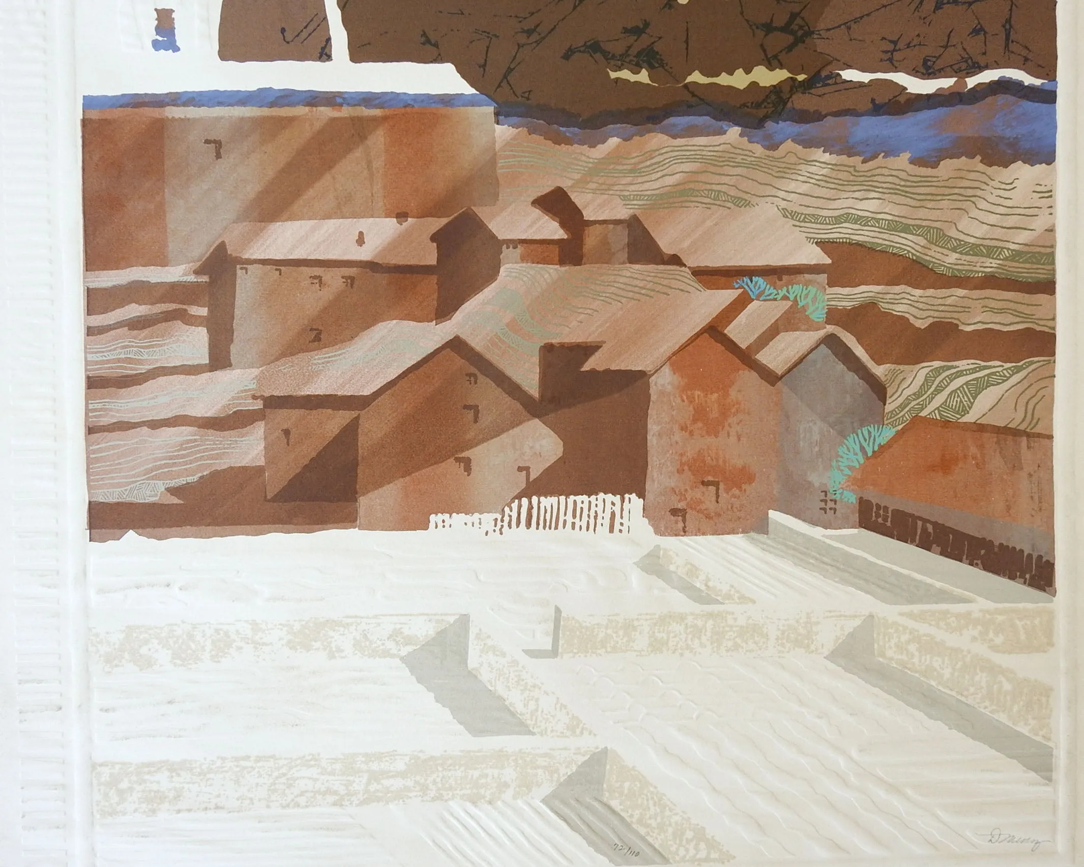 Embossed Abstract Landscape Etching Print