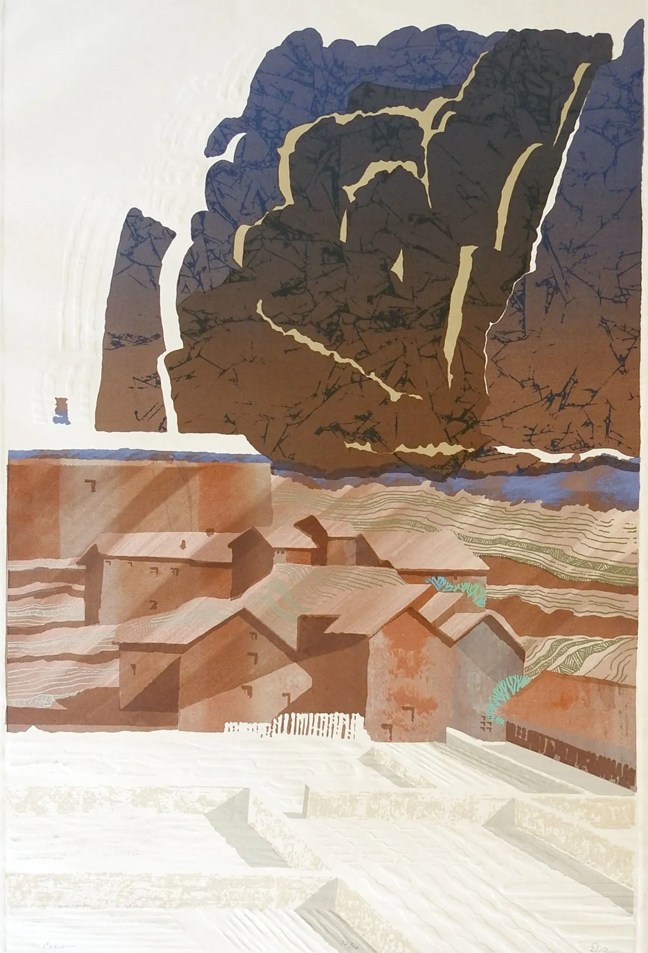 Embossed Abstract Landscape Etching Print