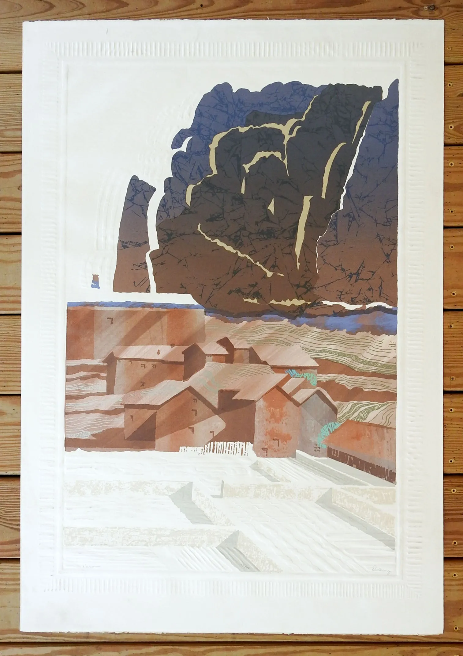 Embossed Abstract Landscape Etching Print