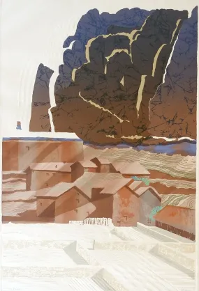 Embossed Abstract Landscape Etching Print