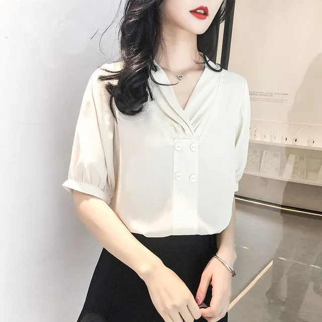 Fashion Casual Short Sleeve V-Neck Shirt