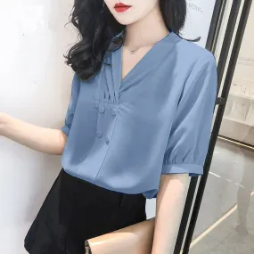 Fashion Casual Short Sleeve V-Neck Shirt