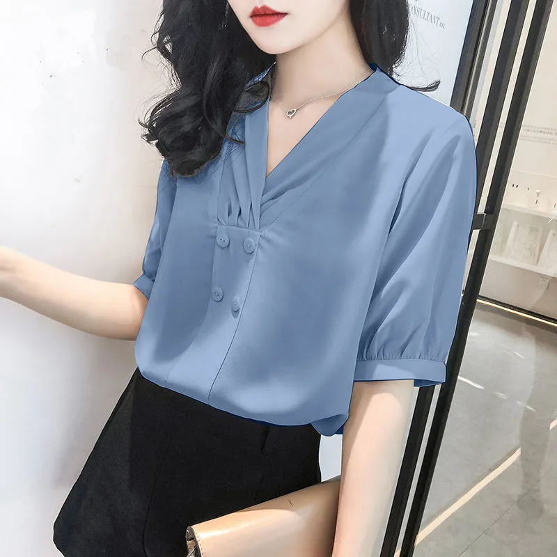 Fashion Casual Short Sleeve V-Neck Shirt