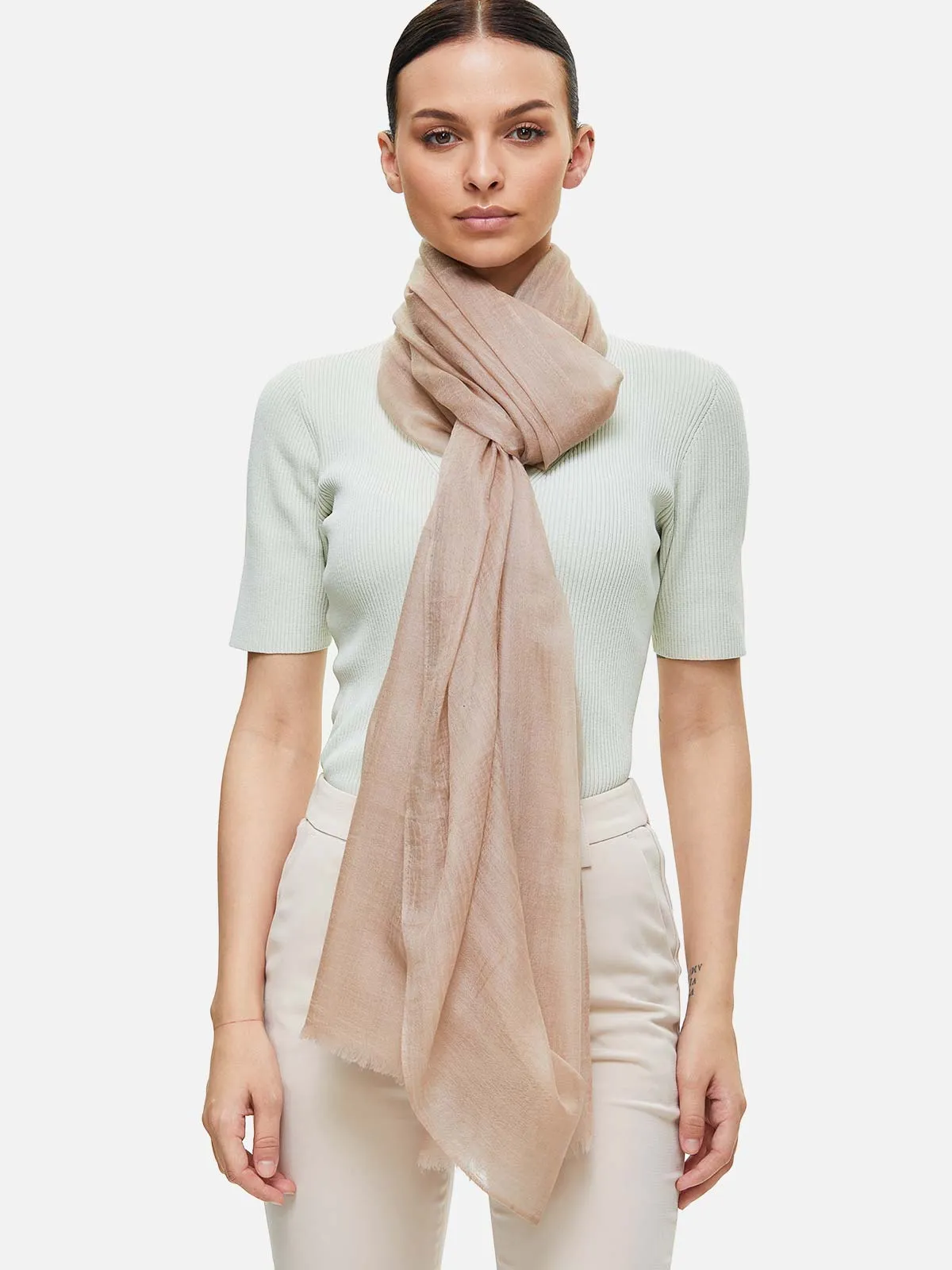 Featherlight Camel Cashmere Scarf