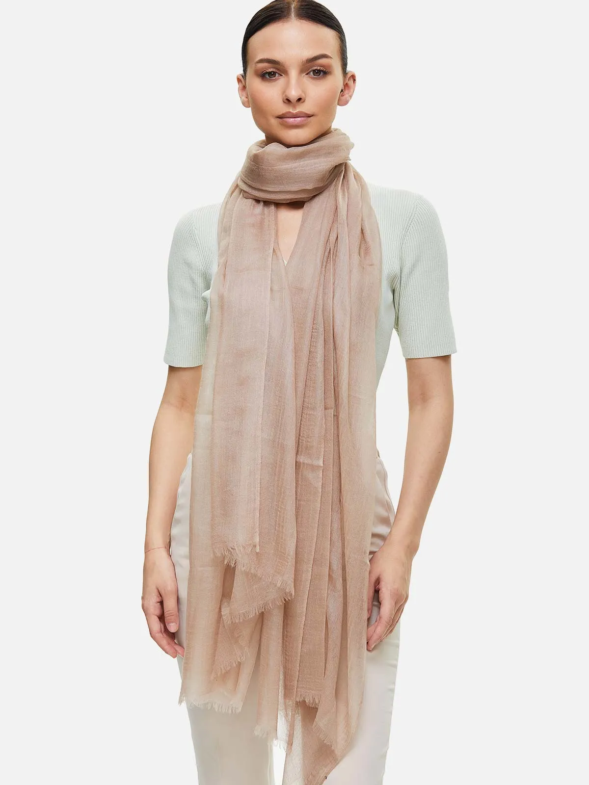 Featherlight Camel Cashmere Scarf