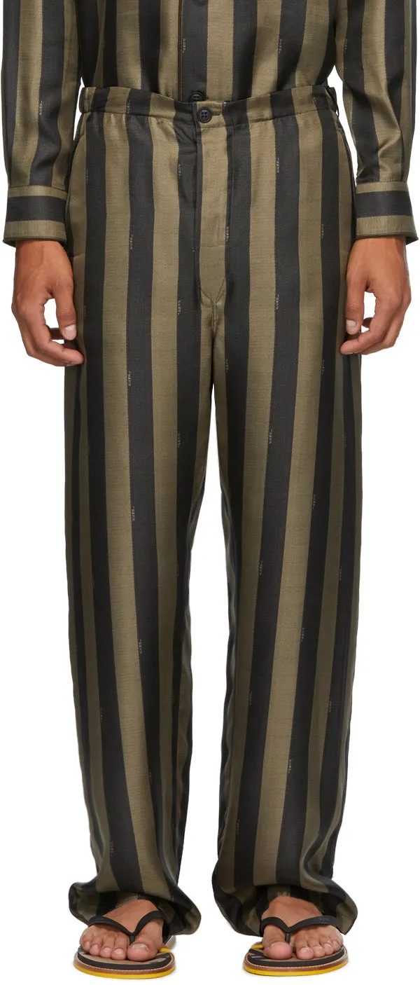 Fendi Brown Striped Pyjama Trousers