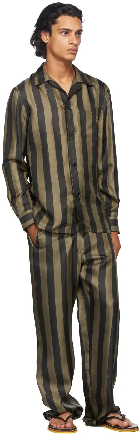 Fendi Brown Striped Pyjama Trousers