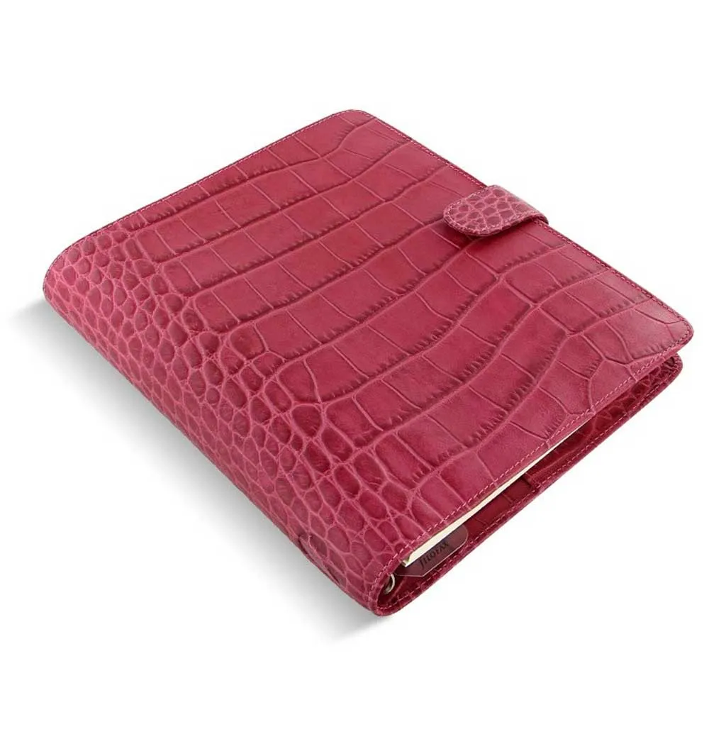 Filofax Classic Croc Print A5 Fuchsia Leather Organizer Agenda 2024
