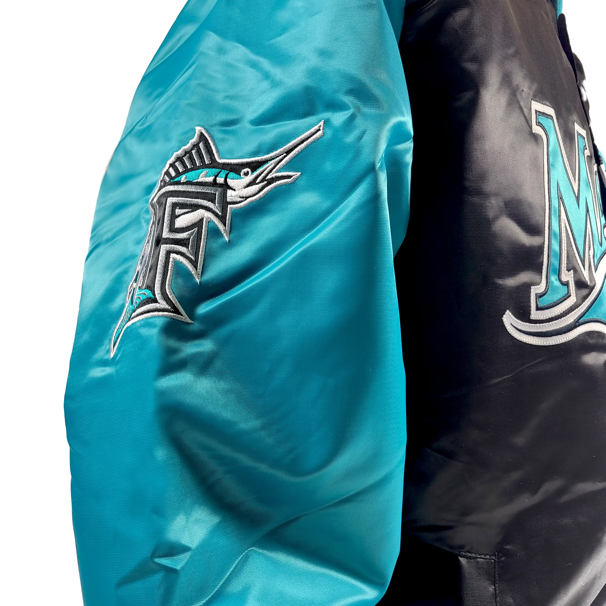 Stylish Satin Starter Jacket for Florida Marlins Fans