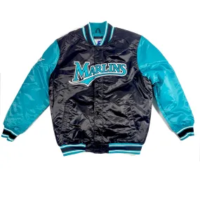 Stylish Satin Starter Jacket for Florida Marlins Fans
