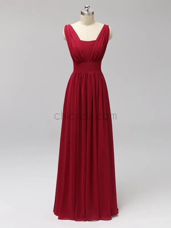 Formal Long Prom Dresses, Red A-Line Elegant Custom Bridesmaid Dresses LMX1120