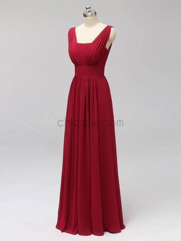 Formal Long Prom Dresses, Red A-Line Elegant Custom Bridesmaid Dresses LMX1120