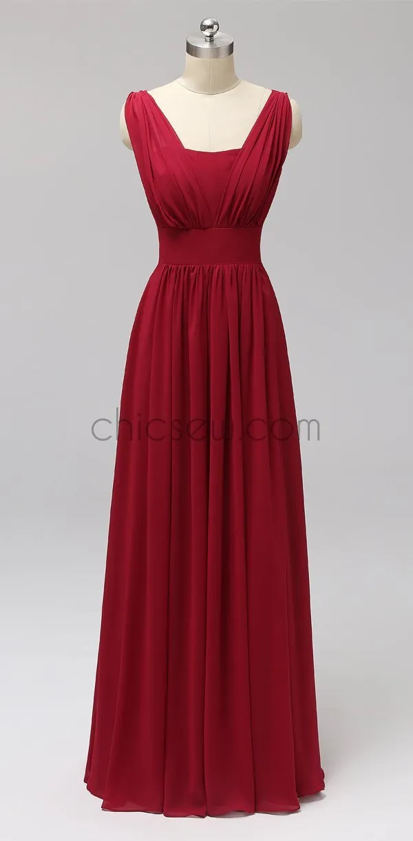 Formal Long Prom Dresses, Red A-Line Elegant Custom Bridesmaid Dresses LMX1120