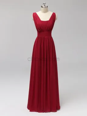 Formal Long Prom Dresses, Red A-Line Elegant Custom Bridesmaid Dresses LMX1120