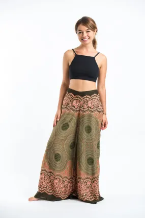 Geometric Mandalas Palazzo Style Harem Pants in Olive