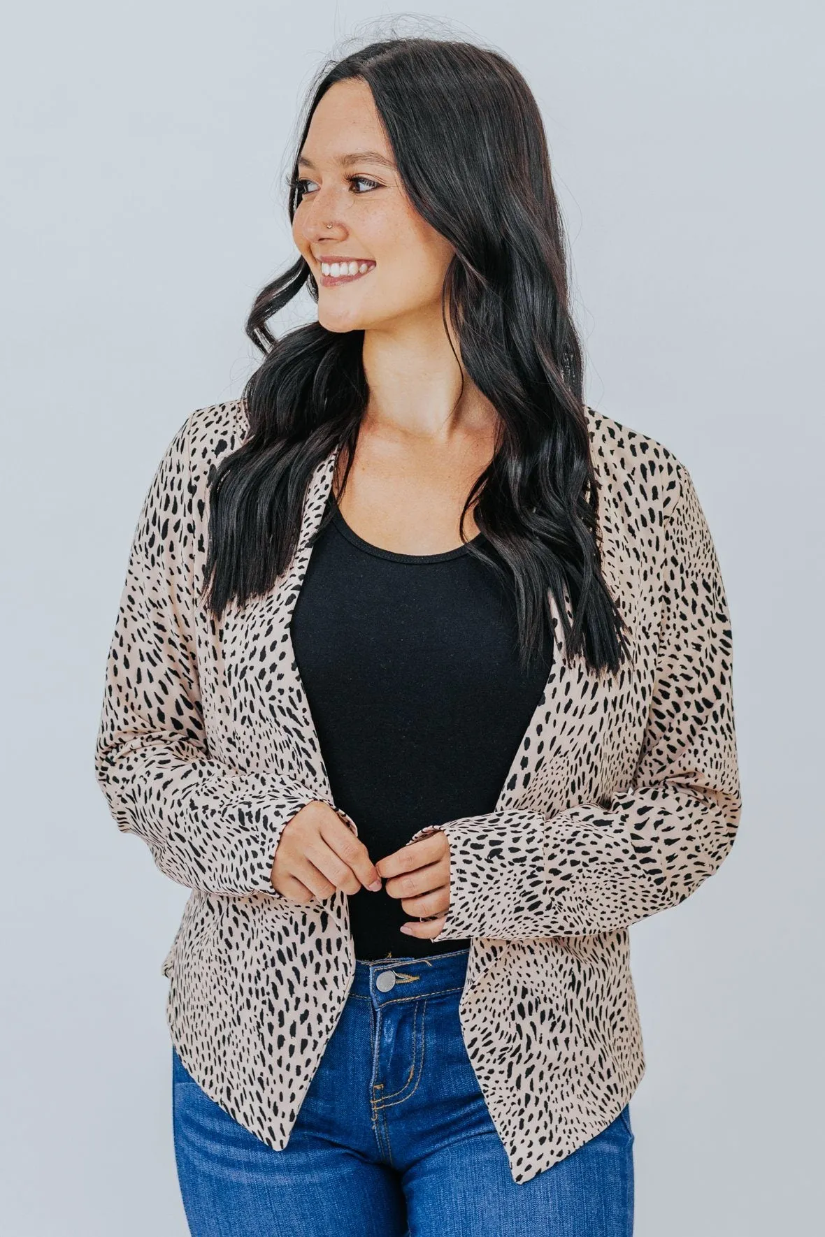 Good Direction Animal Print Blazer in Taupe and Black