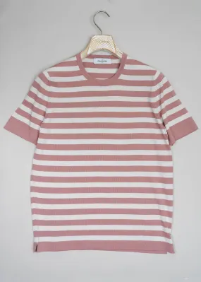 Gran Sasso Fresh Cotton Striped T-shirt / Rosa & White