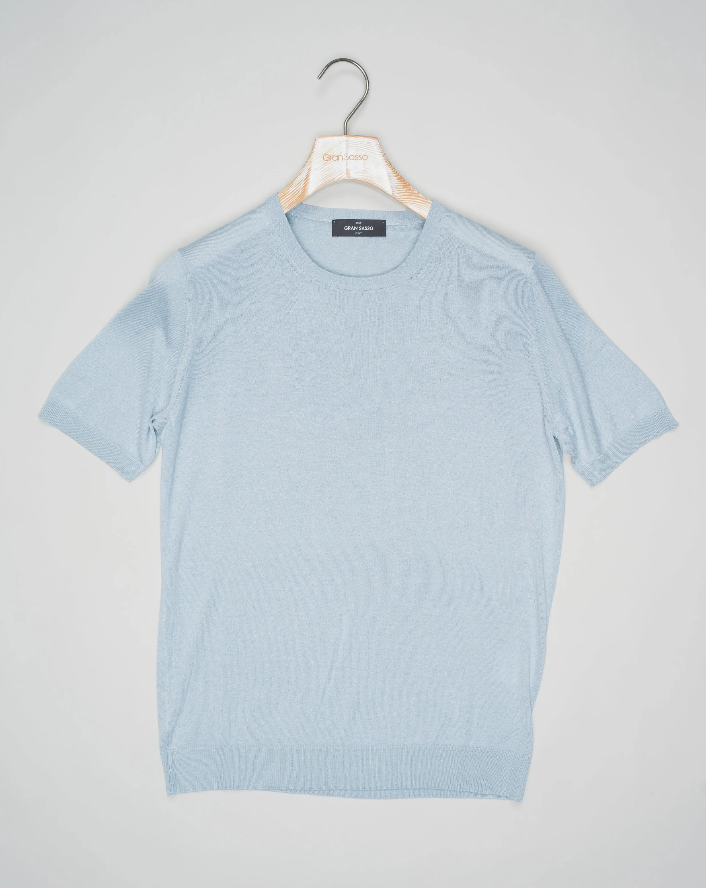 Gran Sasso Knitted Silk T-Shirt / Light Blue