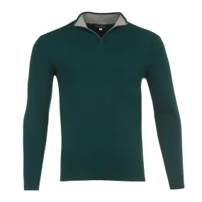 Half Zip Two Tone Collar in Hunter Green