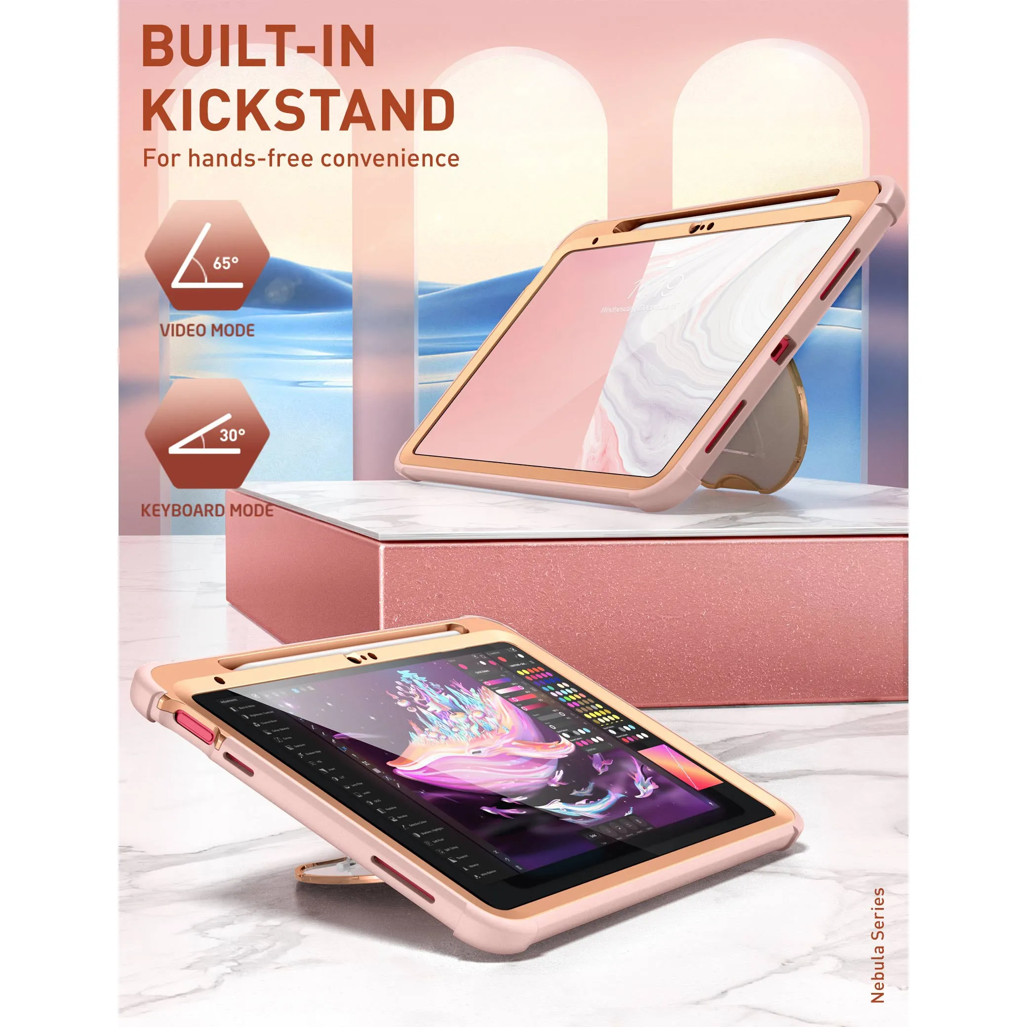 iPad 10.9 inch (2022) Cosmo Case-Marble Pink