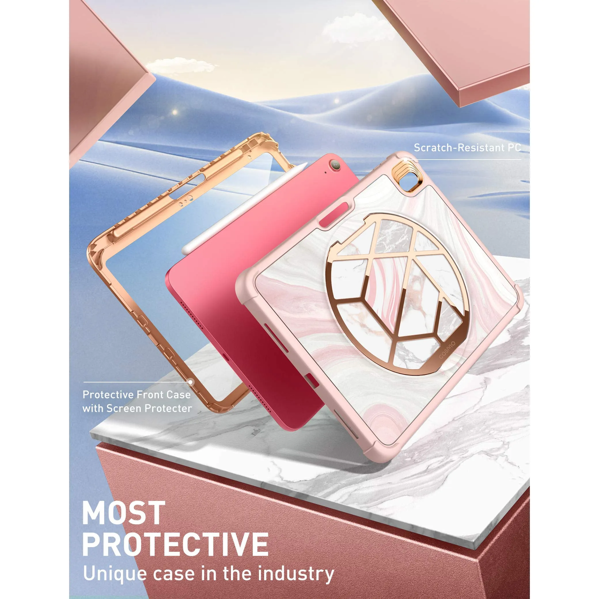 iPad 10.9 inch (2022) Cosmo Case-Marble Pink