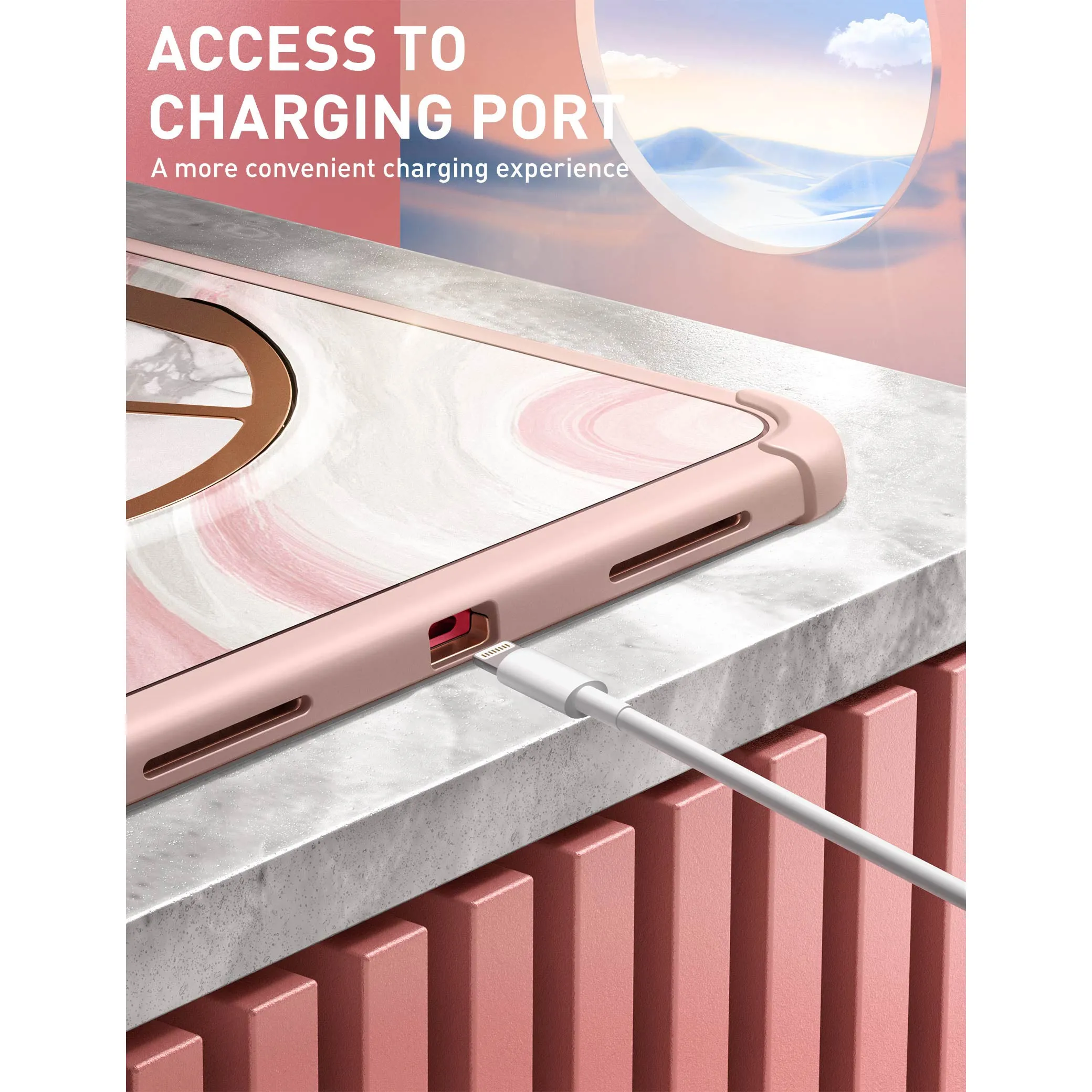 iPad 10.9 inch (2022) Cosmo Case-Marble Pink