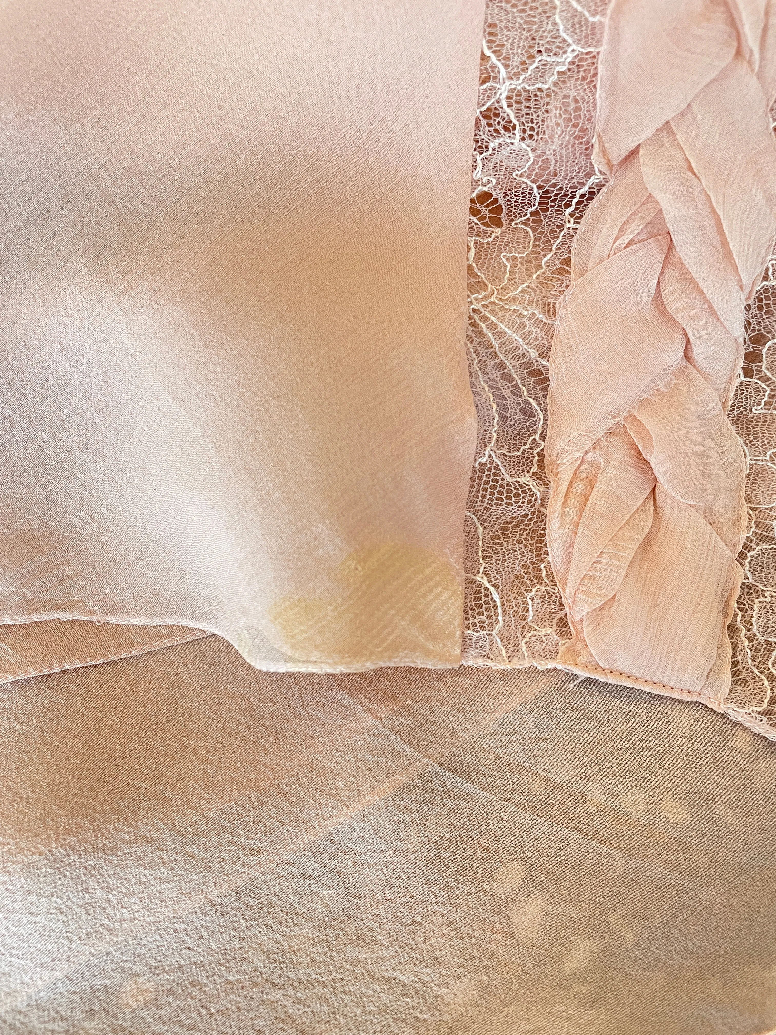 JOHN GALLIANO PINK RUFFLE LACE INSET DRESS