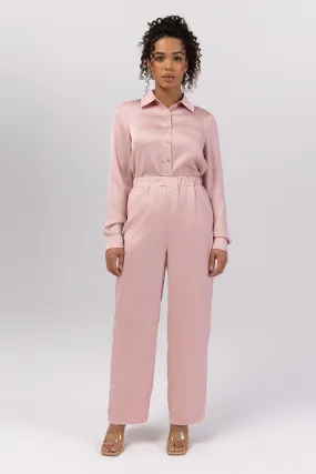 Katia Textured Wide Leg Pants - Dusty Pink