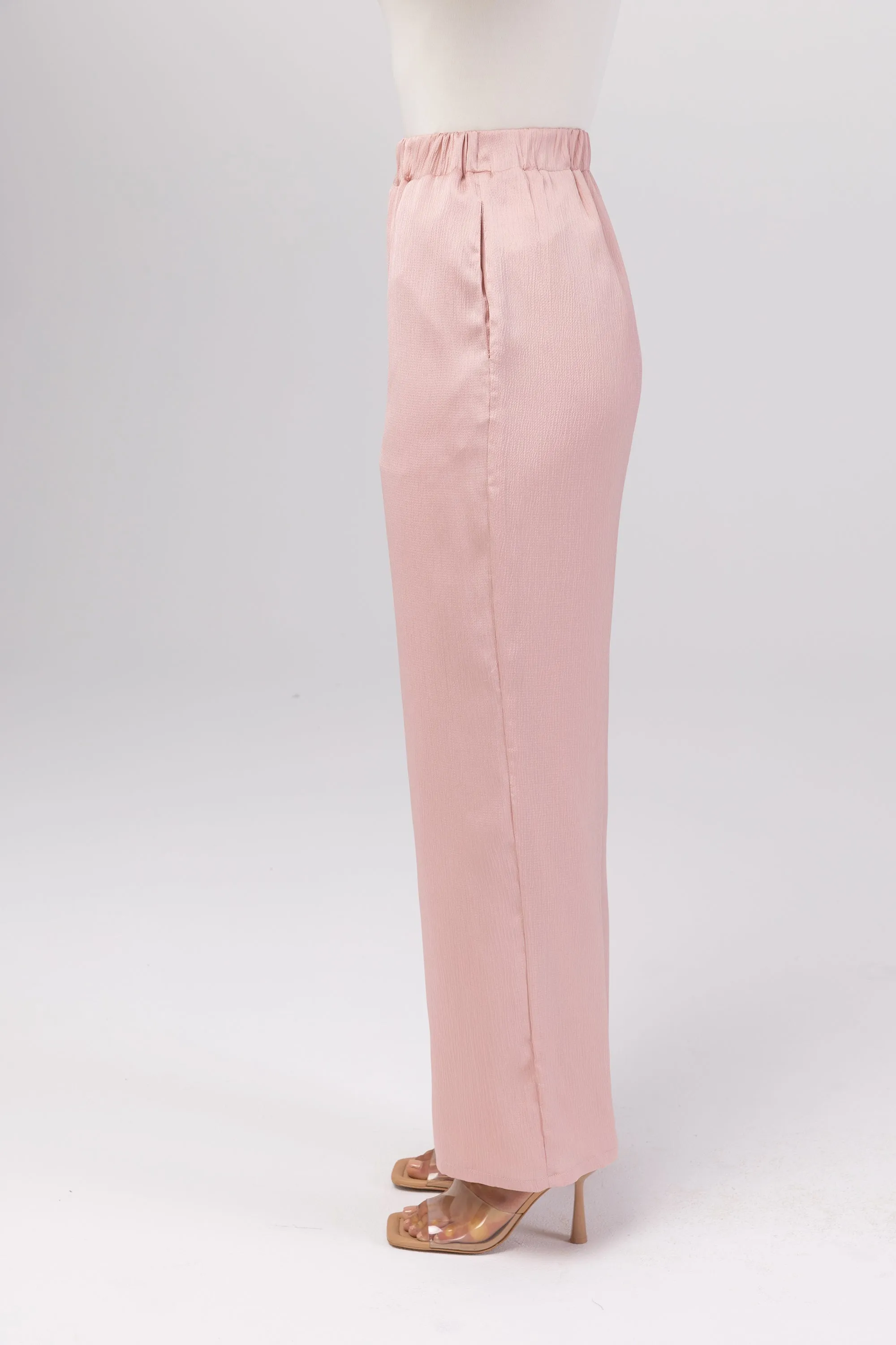 Katia Textured Wide Leg Pants - Dusty Pink