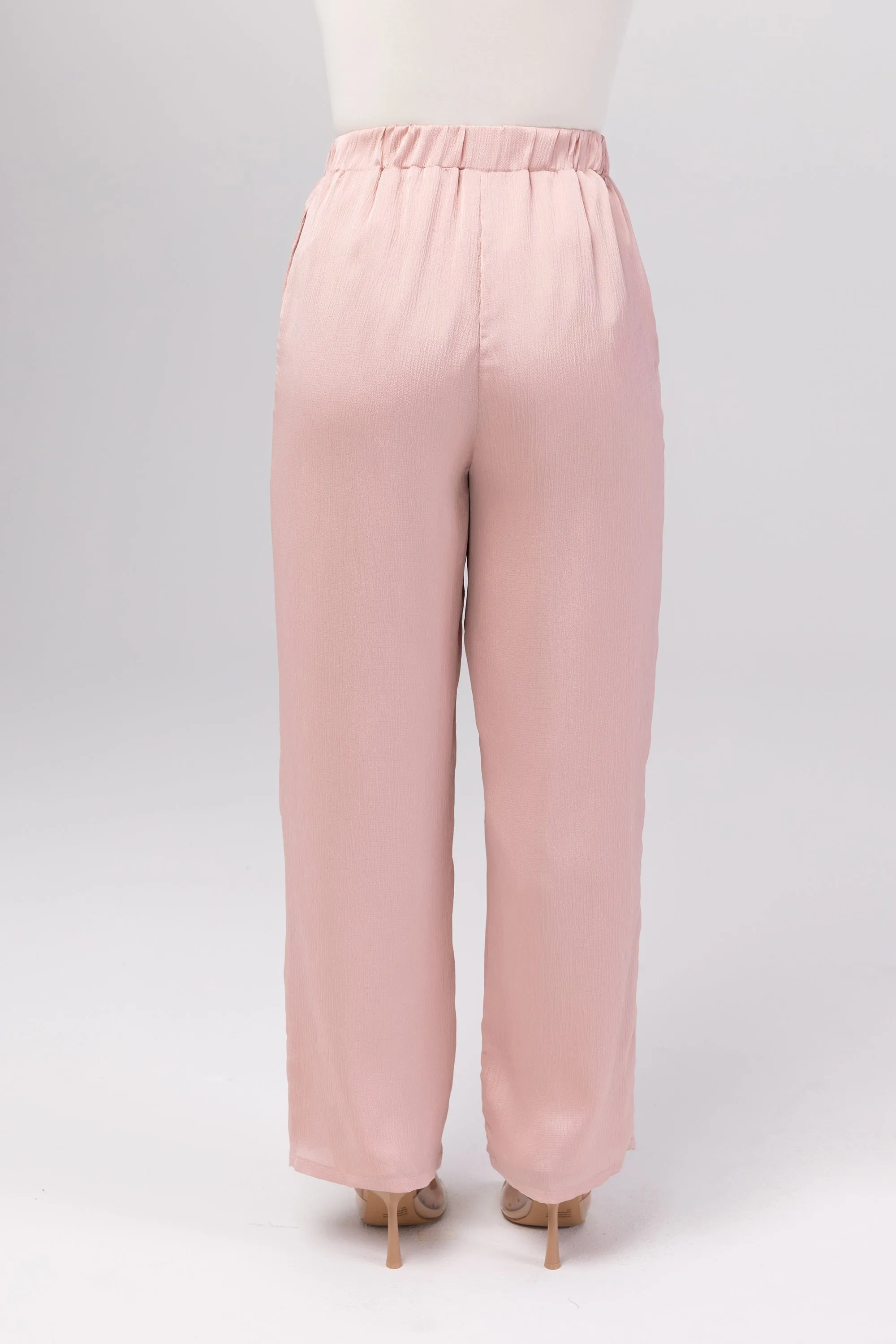Katia Textured Wide Leg Pants - Dusty Pink