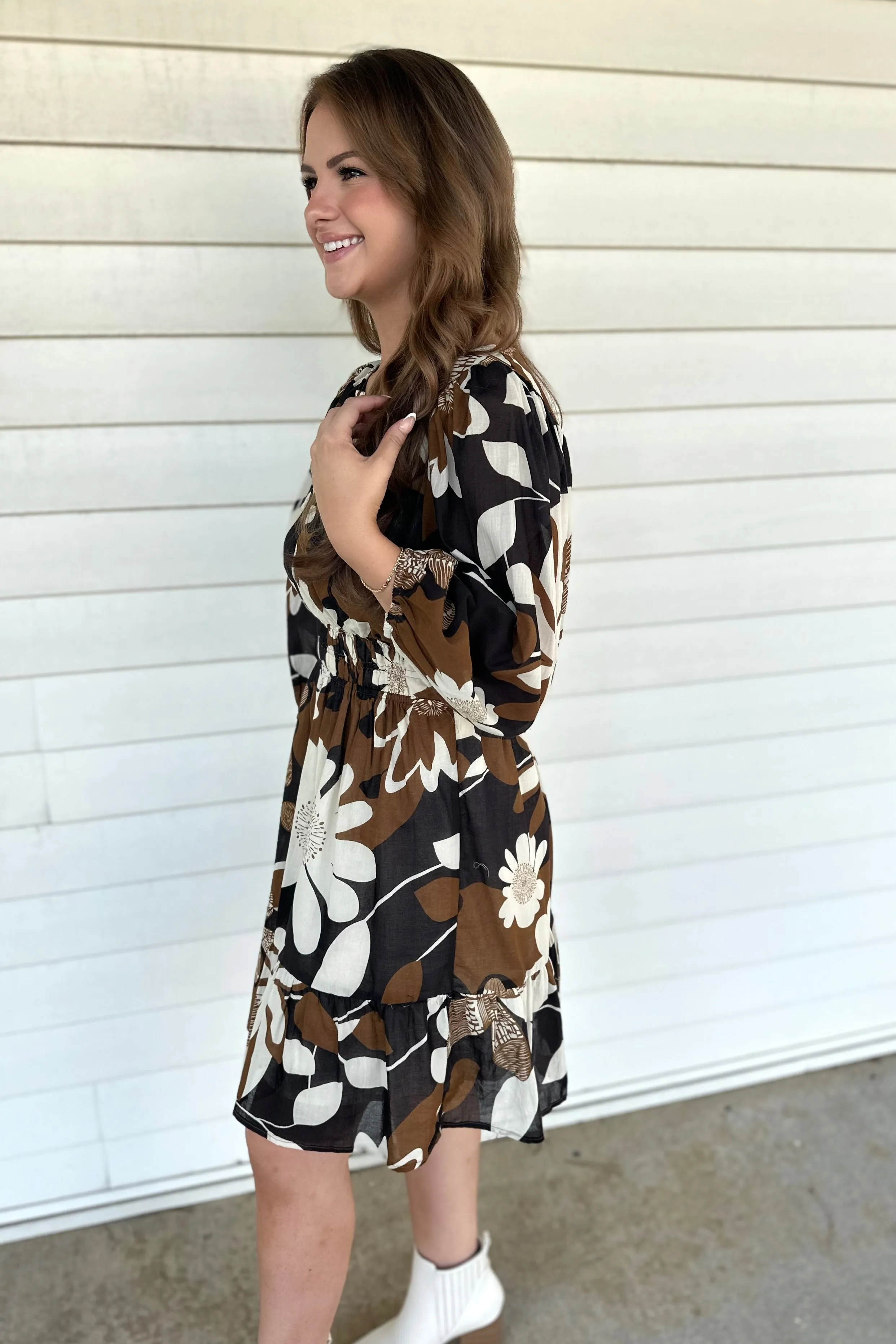 KILEY Brown Floral Dress