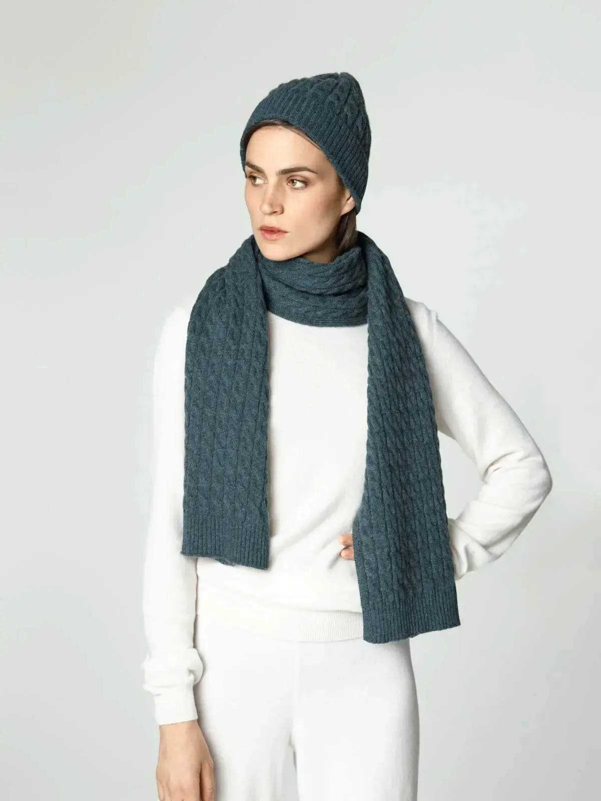 Knitted scarf in the Rain Forest color