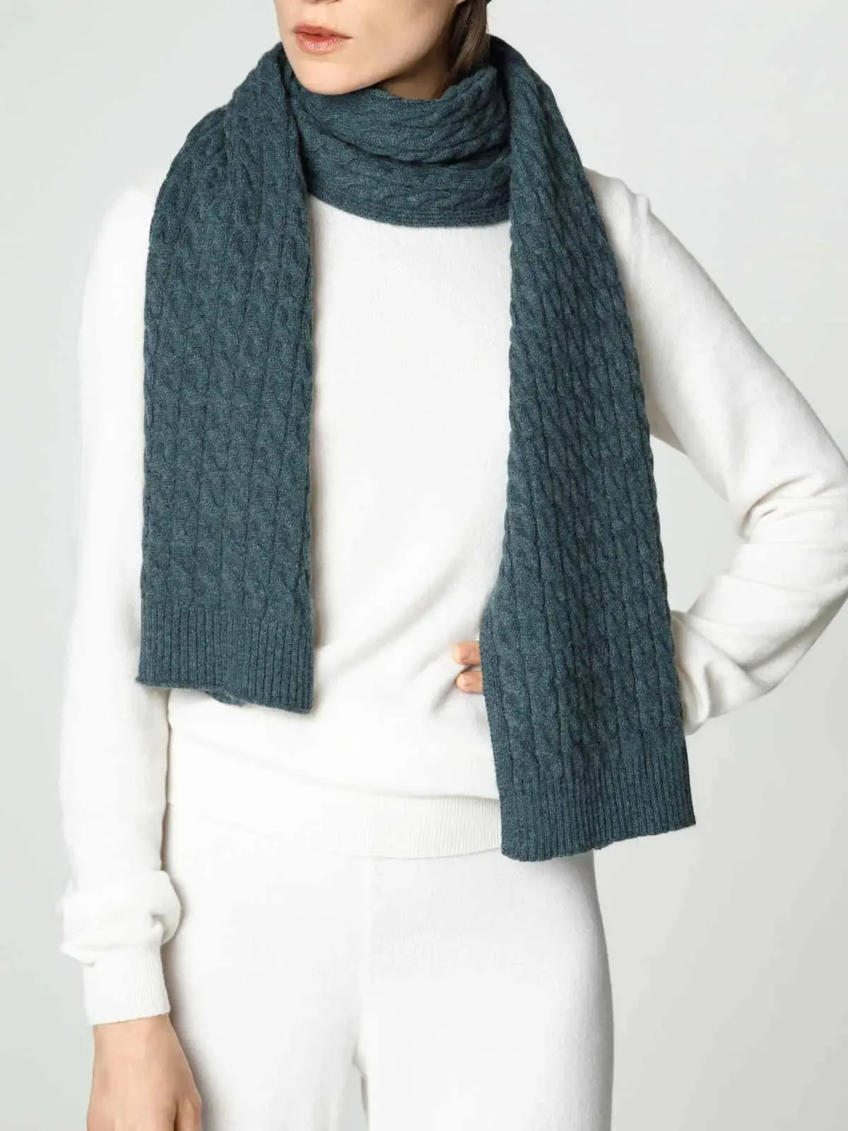 Knitted scarf in the Rain Forest color