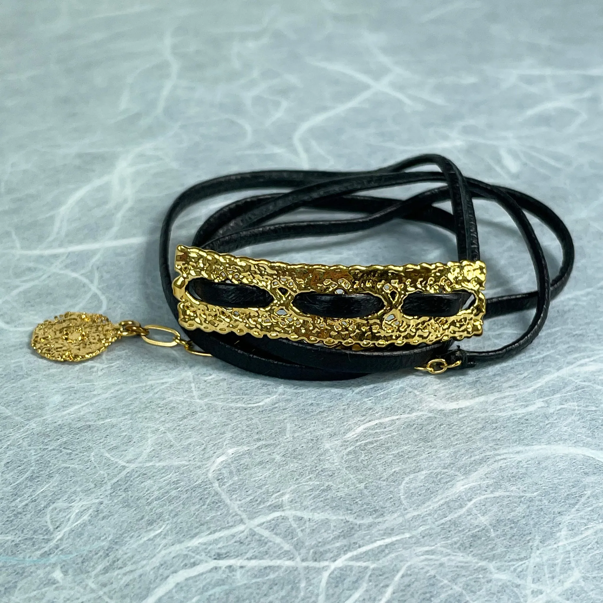 Lucette - Lace and Leather Wrap Bracelet
