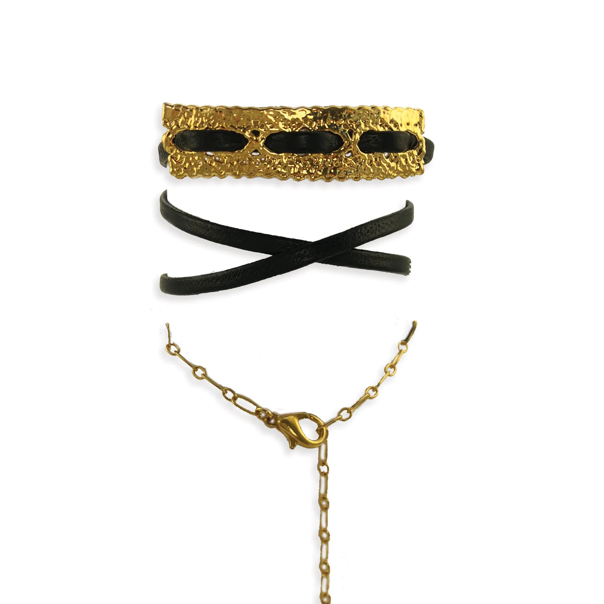 Lucette - Lace and Leather Wrap Bracelet