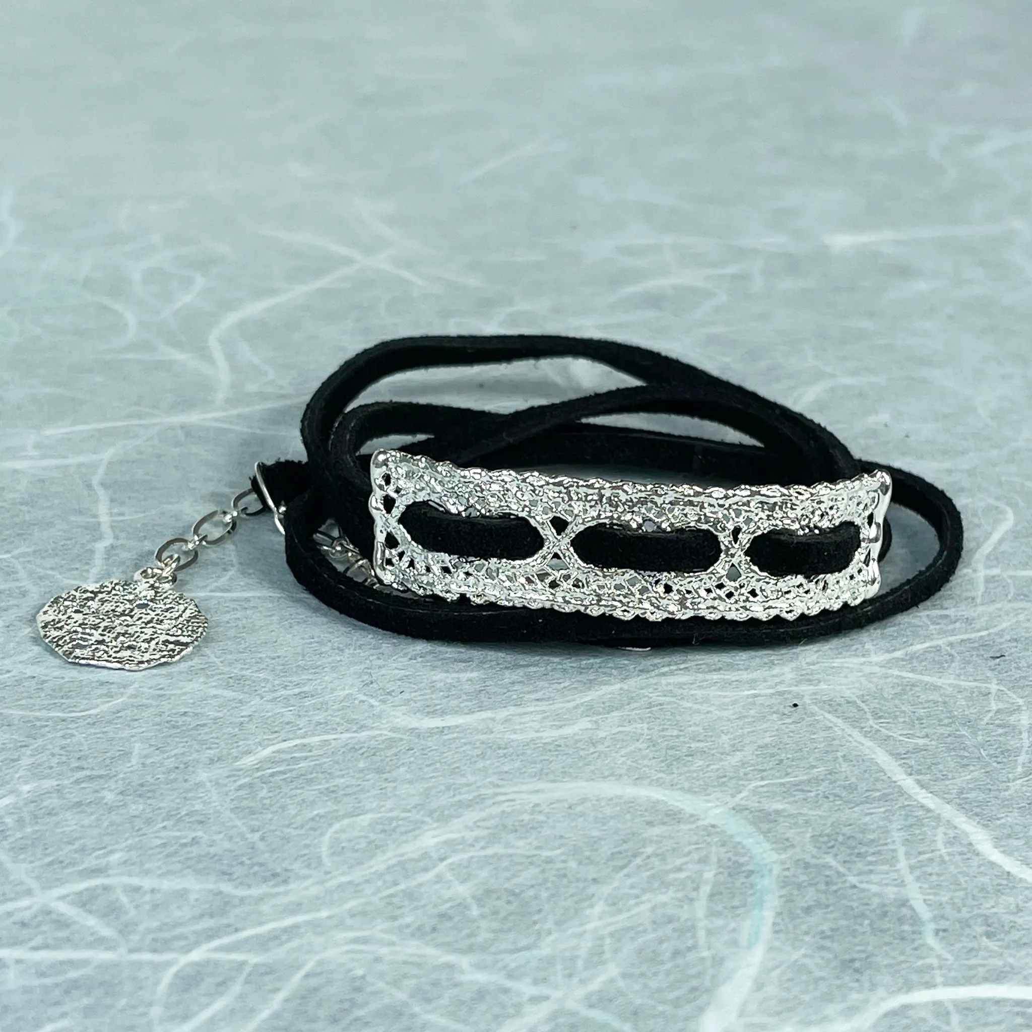 Lucette - Lace and Leather Wrap Bracelet
