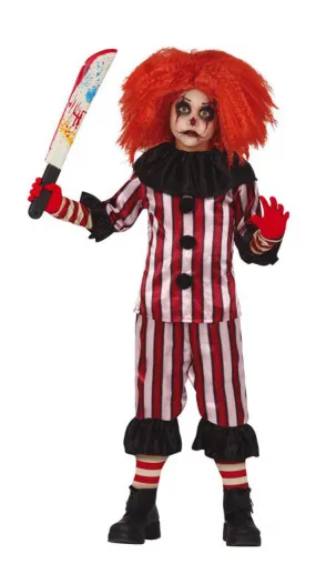 Mad Striped Clown Costume Boy