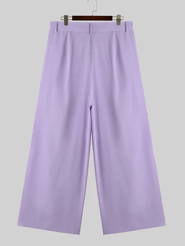 Mens Cutout Solid Wide Leg Casual Pants SKUK15267