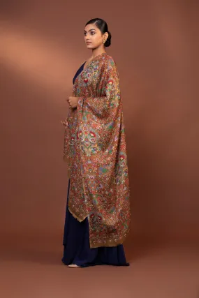 Multicoloured Viscose Shawl for Women | Handmade Kalamkari
