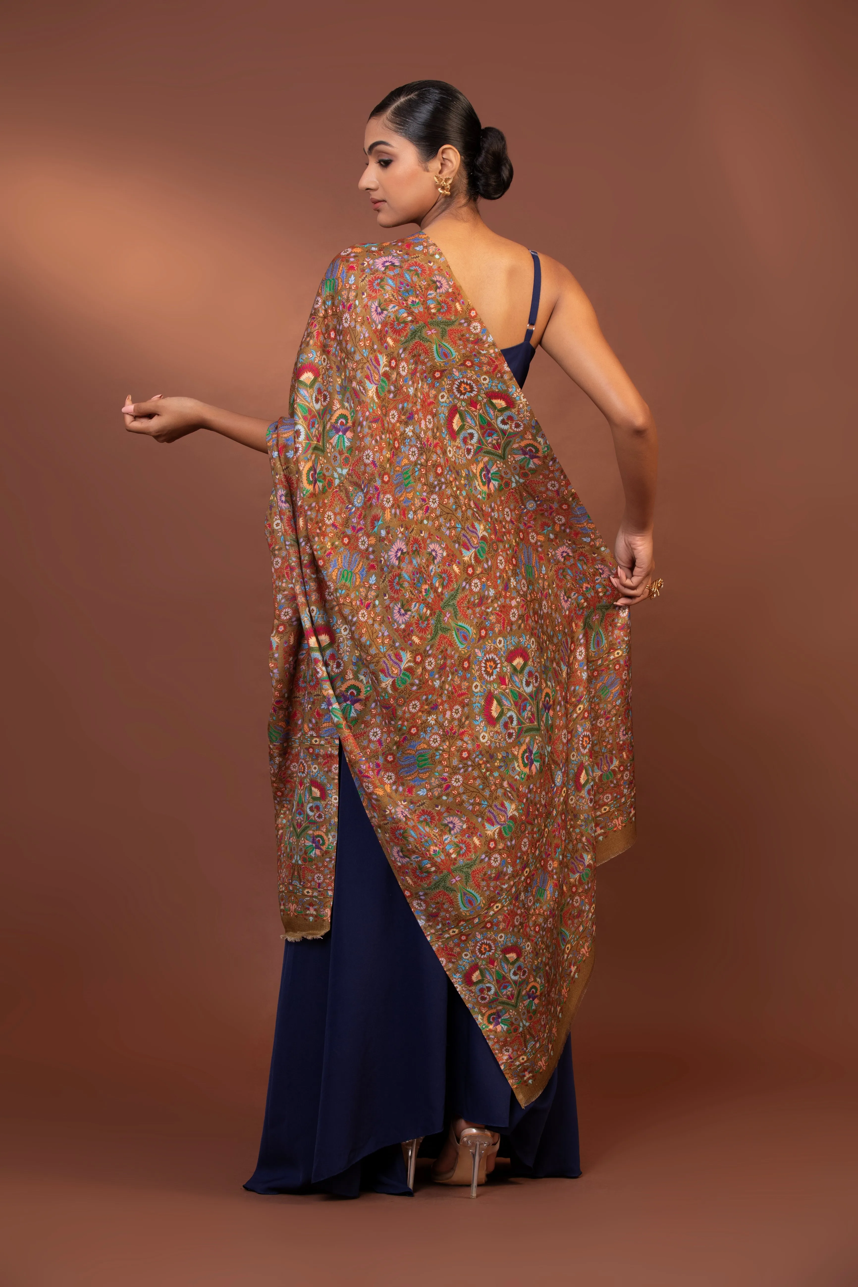Multicoloured Viscose Shawl for Women | Handmade Kalamkari