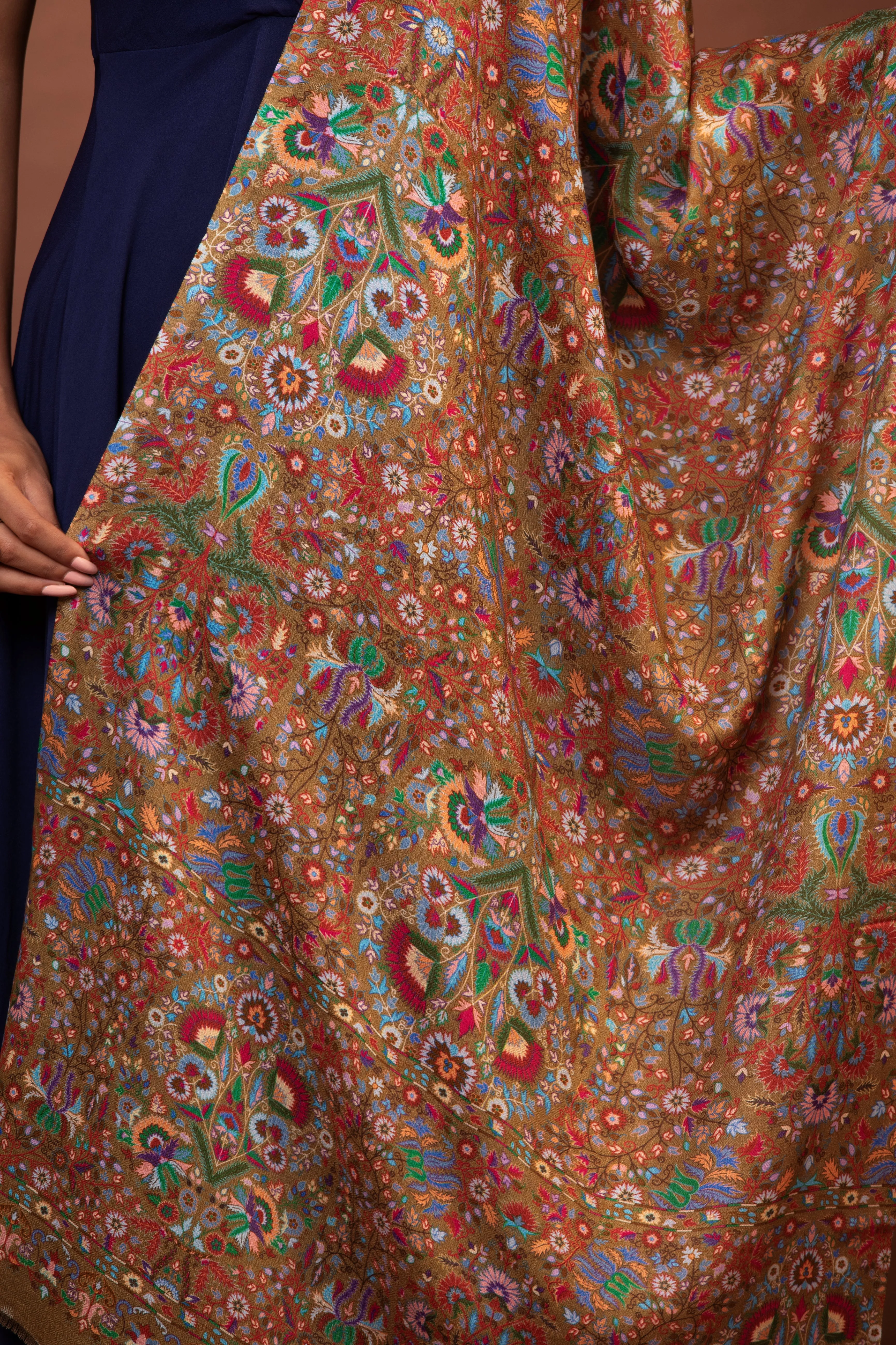 Multicoloured Viscose Shawl for Women | Handmade Kalamkari