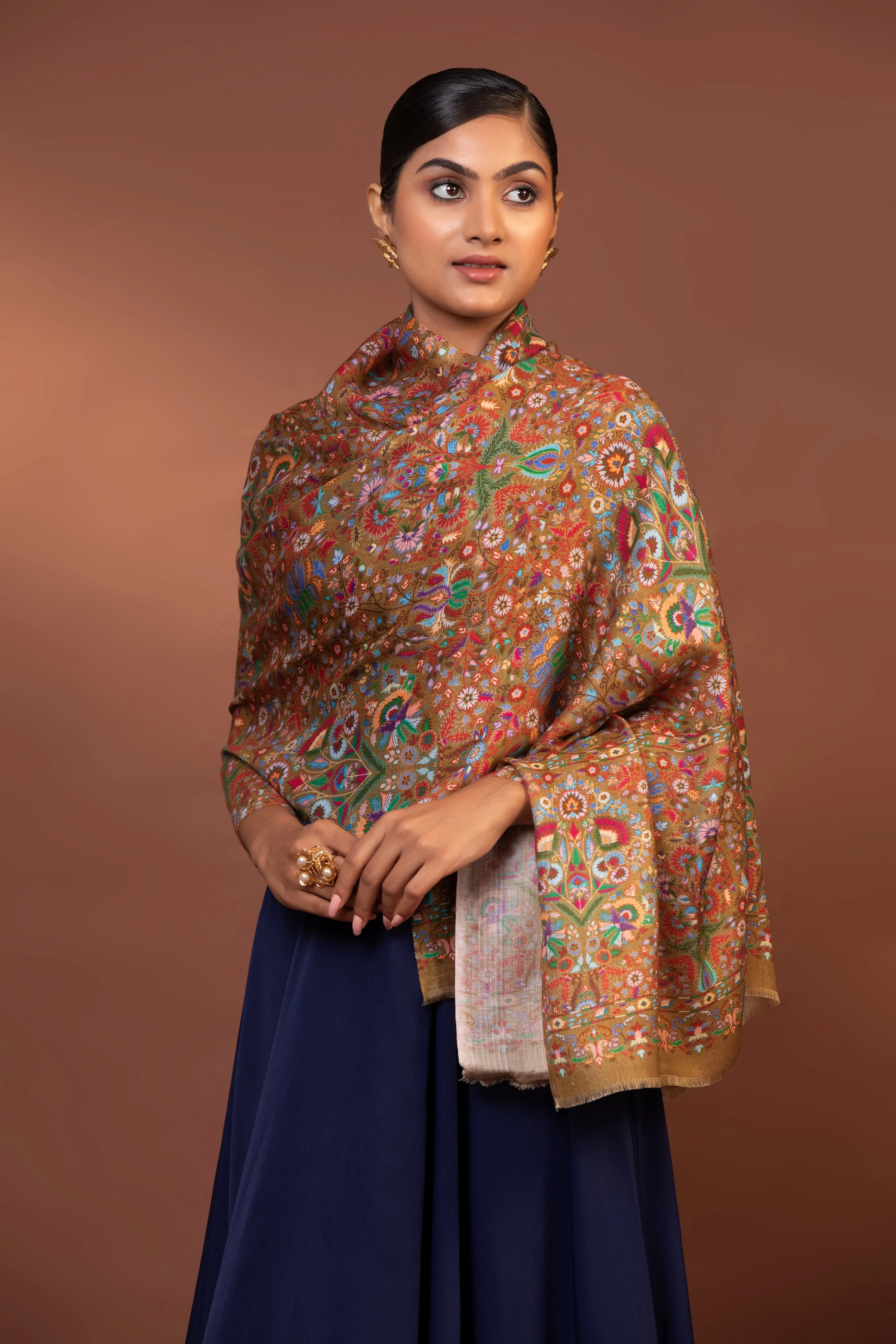 Multicoloured Viscose Shawl for Women | Handmade Kalamkari
