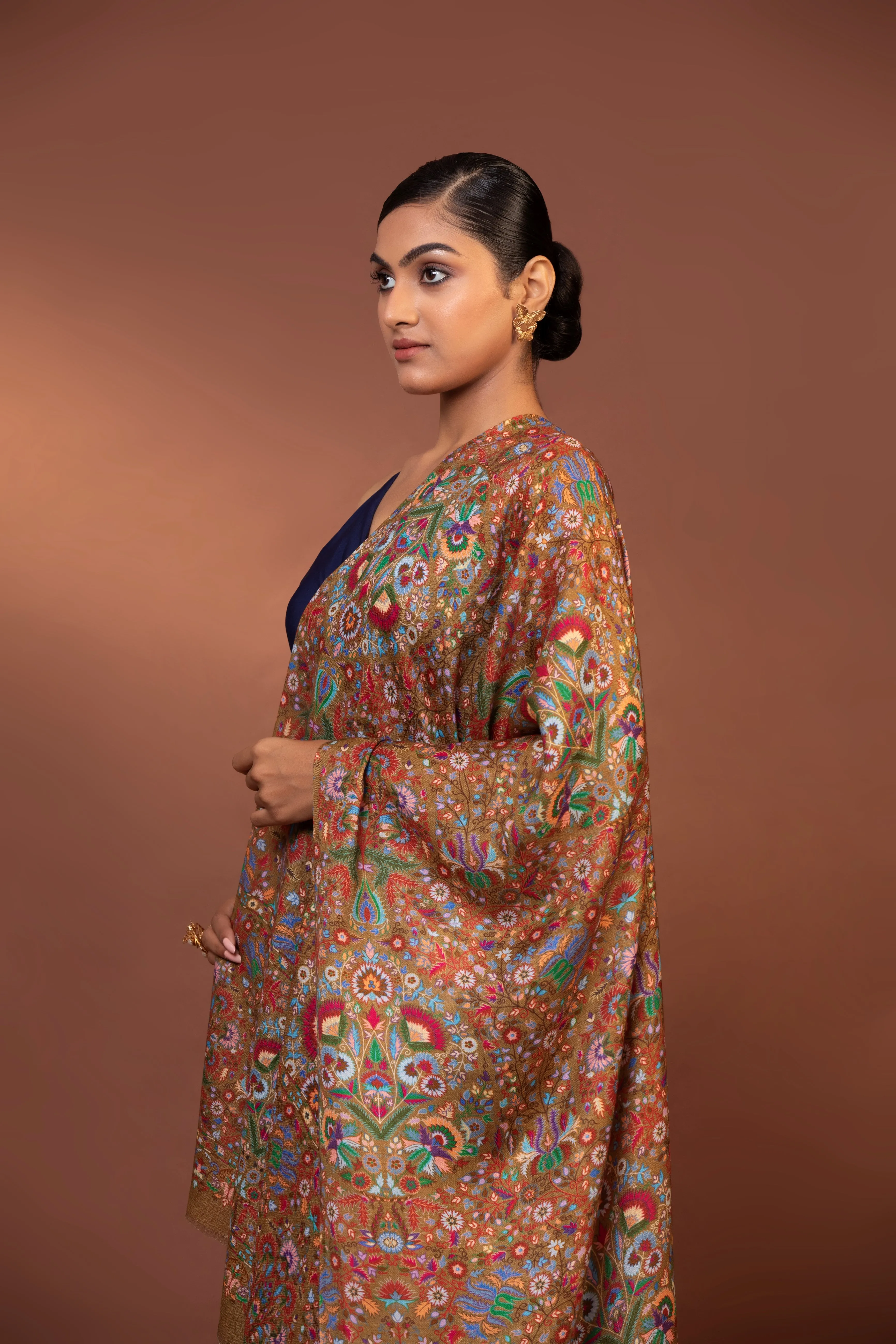 Multicoloured Viscose Shawl for Women | Handmade Kalamkari