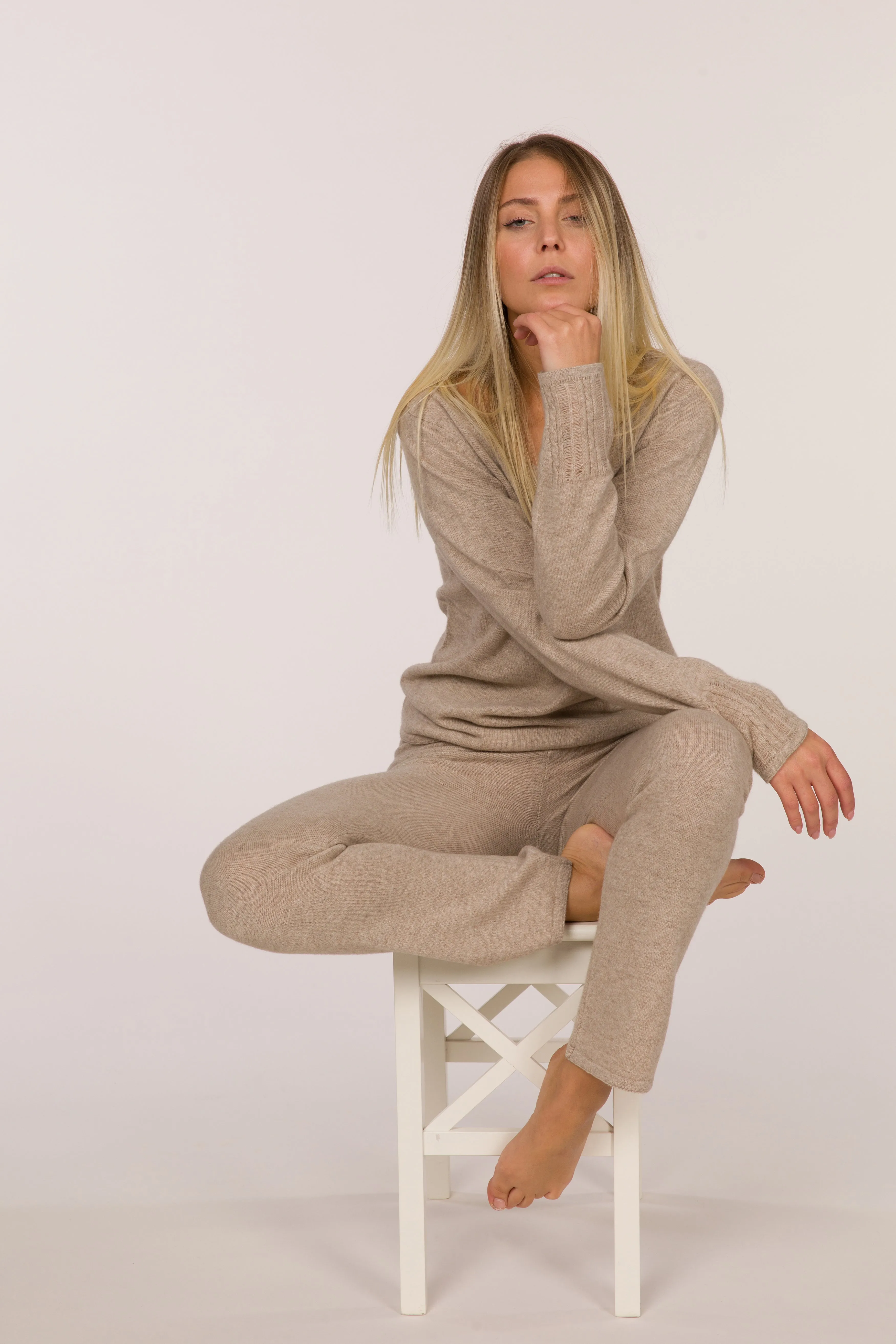 Nanda Eco-Cashmere Boat Neck Jumper - Light Beige