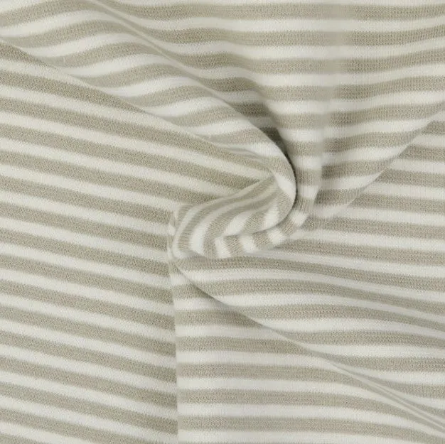 Natural/Ivory Striped Tubular Rib Jersey Cuffing Fabric