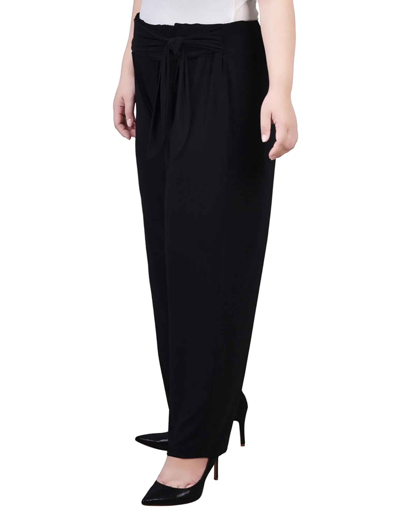 Plus Size Cropped Pull On Pants With Sash