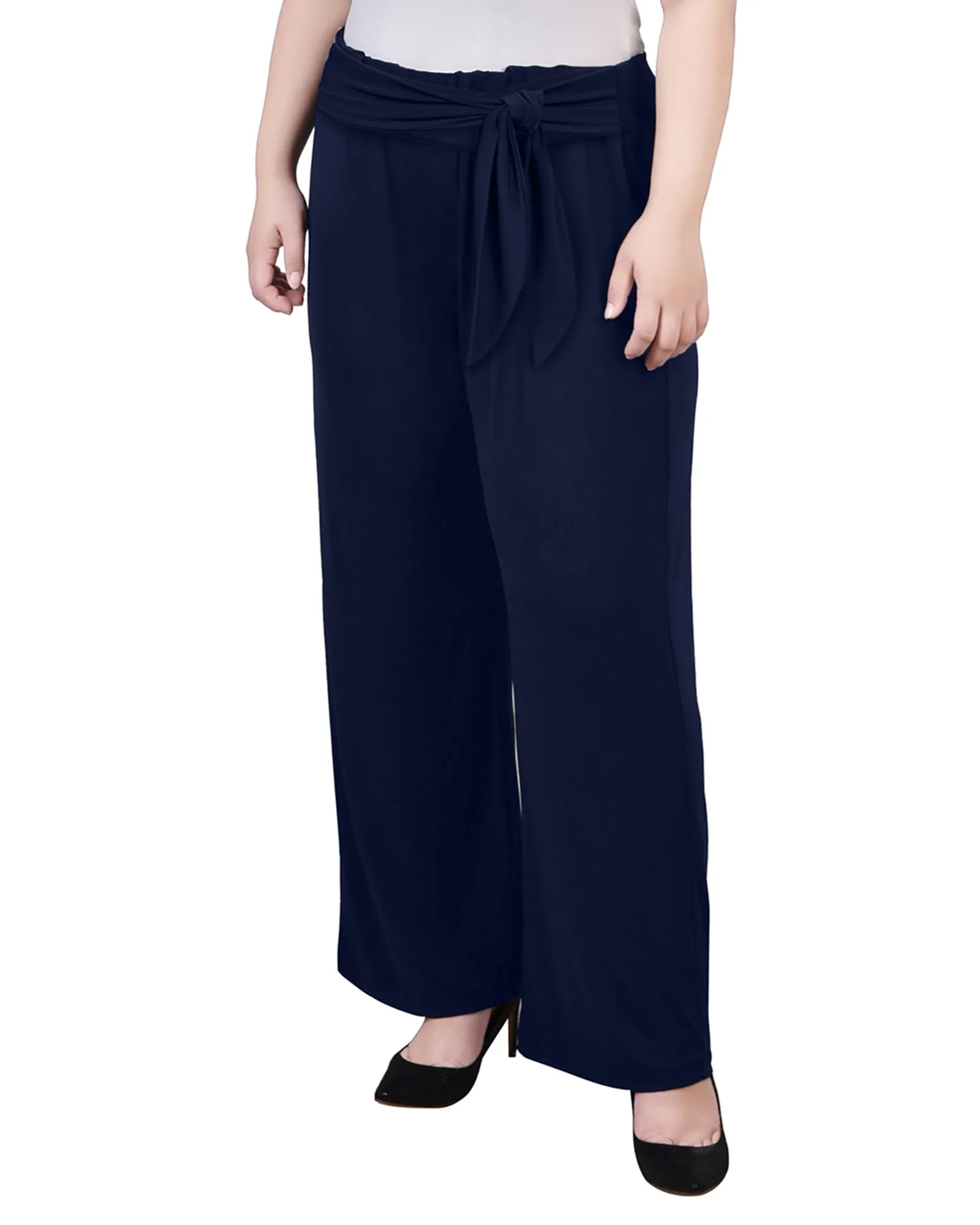 Plus Size Cropped Pull On Pants With Sash