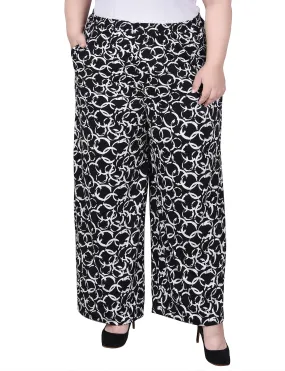 Plus Size Wide Leg Pull On Pant